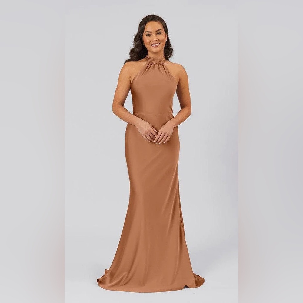 Kennedy Blue Elegant Backless Halter Dress in Copper - Picture 1 of 6